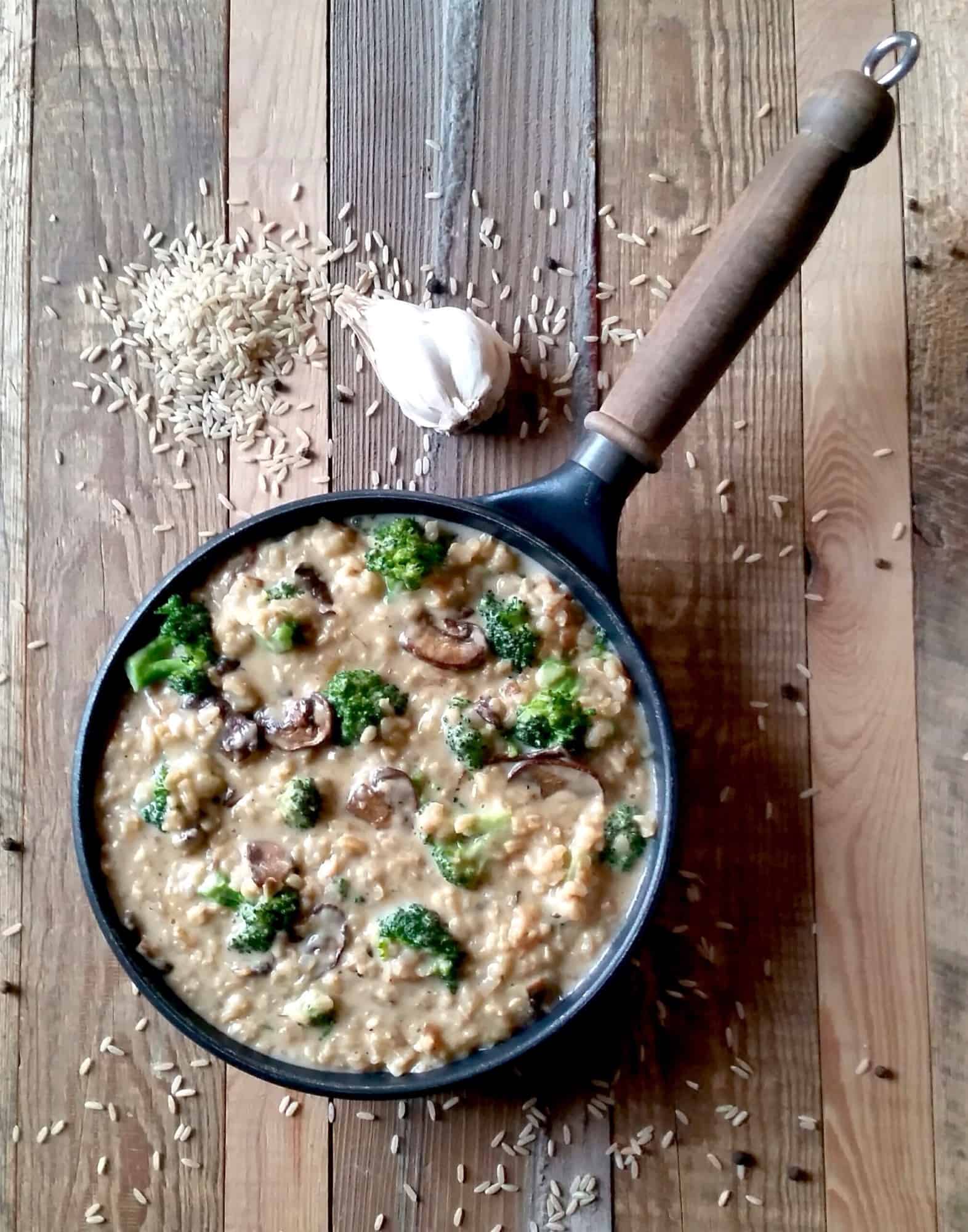 Cheesy Mushroom & Broccoli Brown Rice Skillet
