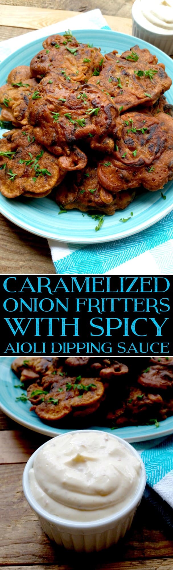 Caramelized Onion Fritters with Spicy Aioli Dipping Sauce 2