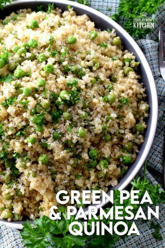 A quick and easy dish, Green Pea and Parmesan Quinoa is very flavourful and quite healthy too! Make is as a side or serve it as a main! Light and fluffy, this is a perfect weeknight bowl of comfort food! #quinoa #cheesy #parmesan #greenpea #vegetarian