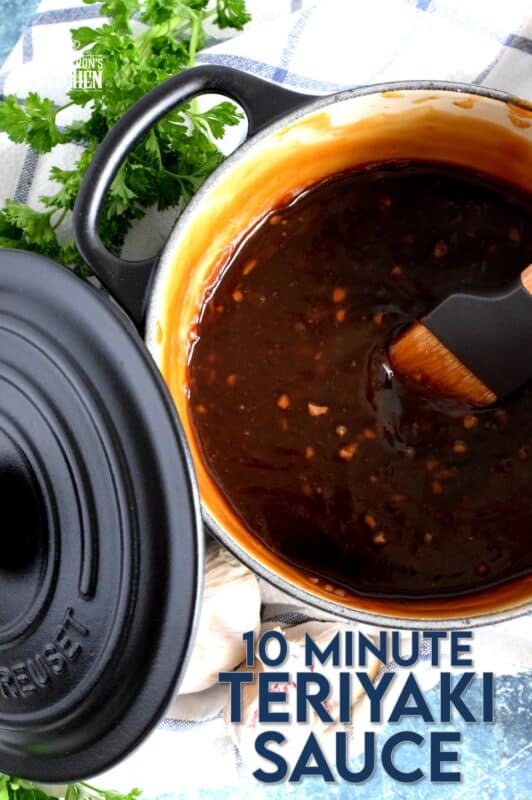 Homemade sauce is always better, and you can't beat this 10 Minute Teriyaki Sauce! Chances are, you'll have everything you'll need right in your pantry. The uses for this sweet and tangy, slightly salty sauce are endless too! #teriyaki #homemade #sauce