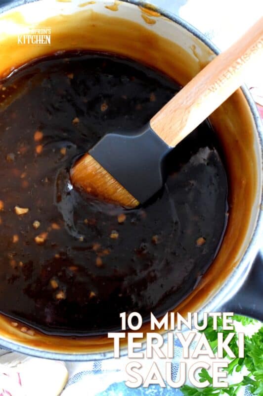 Homemade sauce is always better, and you can't beat this 10 Minute Teriyaki Sauce! Chances are, you'll have everything you'll need right in your pantry. The uses for this sweet and tangy, slightly salty sauce are endless too! #teriyaki #homemade #sauce