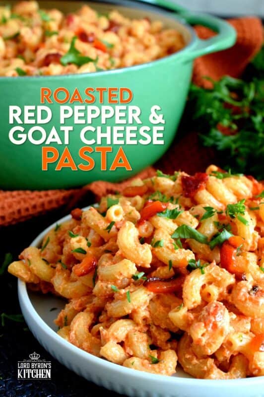 Creamy, smoky, cheesy, and home-style – that’s the essence of Roasted Red Pepper and Goat Cheese Pasta. A weeknight dinner option that never disappoints! Made with a splash of white wine, this rustic pasta can easily pass as a gourmet dinner option for your guests. #goatcheese #whitewine #pasta #roastedredpepper