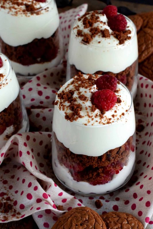 Raspberry Brownie Parfaits