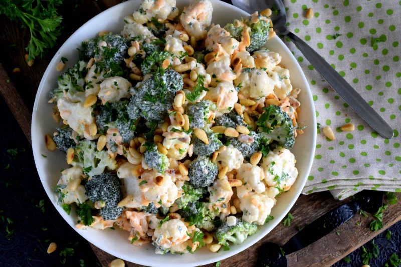 Chopped Broccoli and Cauliflower Salad