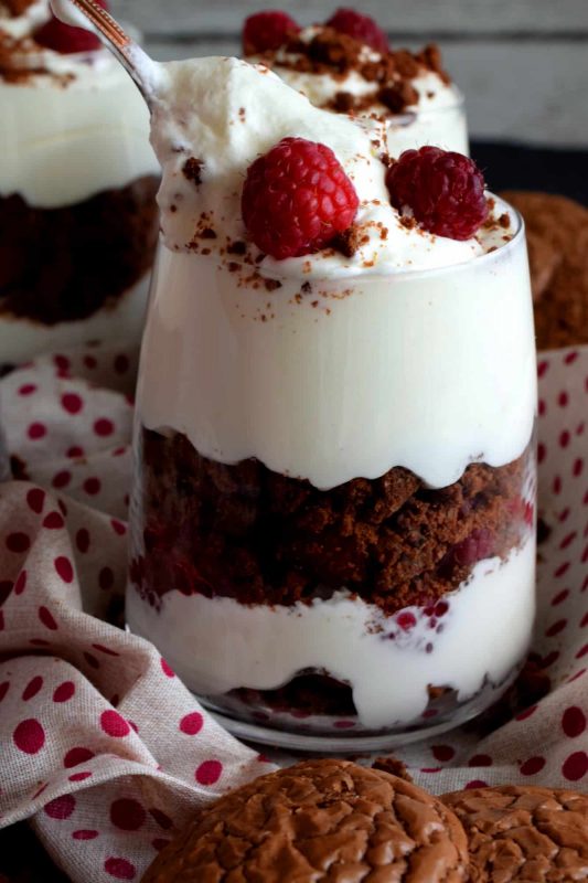 Raspberry Brownie Parfaits