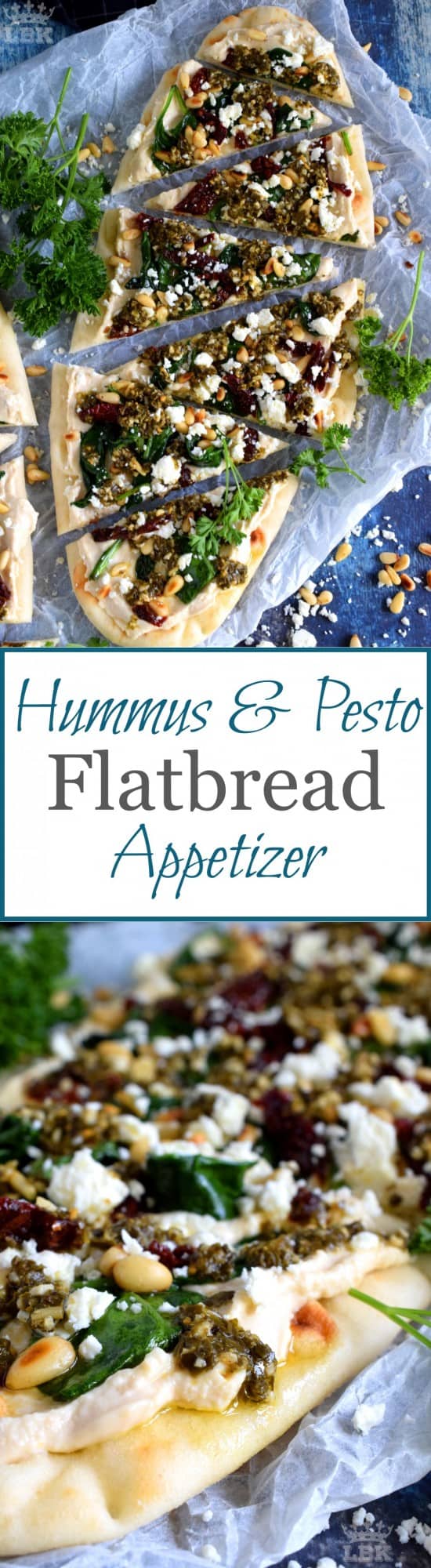 Hummus and Pesto Flatbread Appetizer