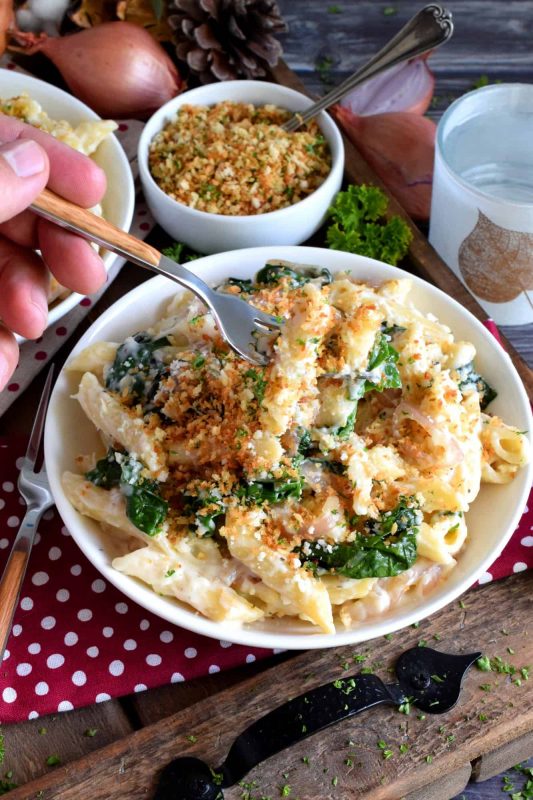 Creamy Pasta with Shallots and Swiss Chard