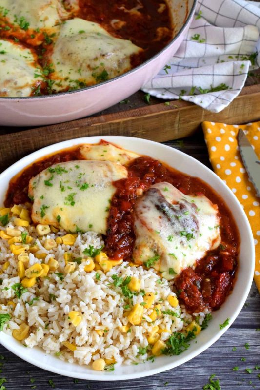 Cheesy Baked Chicken in Stewed Tomato Sauce