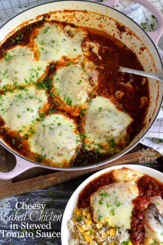 Cheesy Baked Chicken in Stewed Tomato Sauce