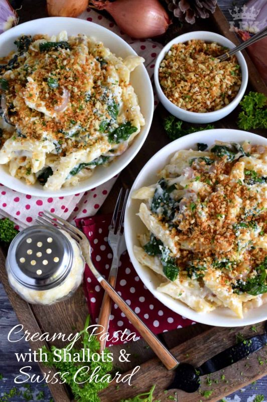 Creamy Pasta with Shallots and Swiss Chard