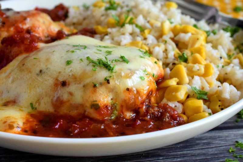 Cheesy Baked Chicken in Stewed Tomato Sauce