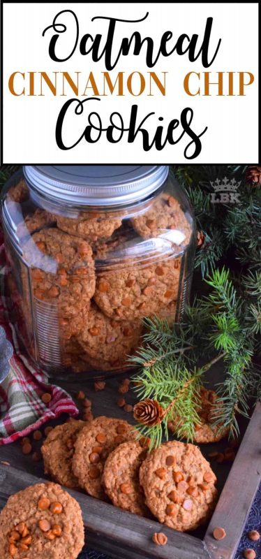 Oatmeal Cinnamon Chip Cookies are here to stay!  These will be a constant in our cookie jar; how about yours?#cinnamon #chip #oatmeal #cookies #holiday #christmas #baking