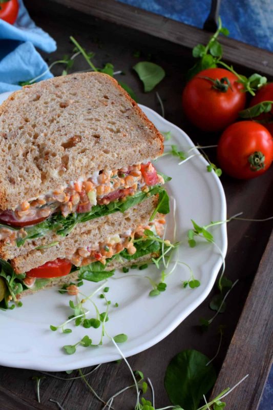 Smashed Lentil Salad Sandwiches