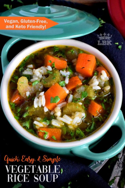 Vegetable Rice Soup - A basic and homey dish made with inexpensive ingredients; this soup is sure to make you feel all warm and cozy inside!#vegetable #rice #soup #vegetarian #fightcold