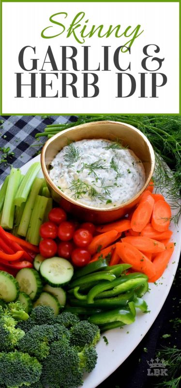 Looking for a delicious, quick, and easy dip?  Look no further!  You can eat this Skinny Garlic and Herb Dip all day and not worry about your waistline!#dip #WW #zero #points #skinny