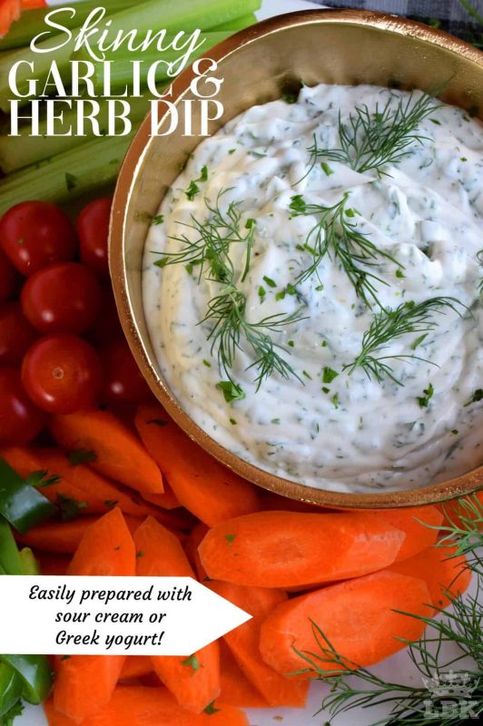 Looking for a delicious, quick, and easy dip? Look no further! You can eat this Skinny Garlic and Herb Dip all day and not worry about your waistline!#dip #WW #zero #points #skinny