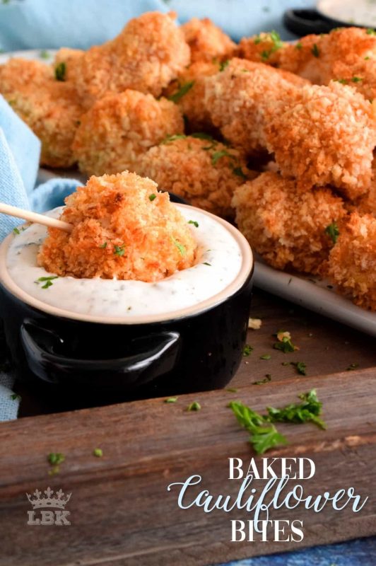 A healthier choice, but one with an indulgent flavour, Baked Cauliflower Bites have crunch, heat, and spice. They're an appetizer everyone will devour!#cauliflower #baked #bites #nuggets #spicy
