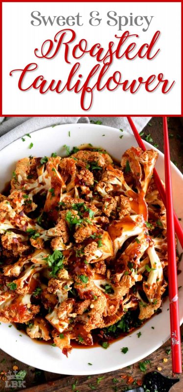 With the help of just four basic ingredients, transform the humble and delicious cauliflower into a sweet and spicy roasted side dish that everyone will love!#sweet #spicy #roasted #cauliflower #chili #sauce #maple #syrup