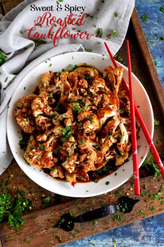 With the help of just four basic ingredients, transform the humble and delicious cauliflower into a sweet and spicy roasted side dish that everyone will love!#sweet #spicy #roasted #cauliflower #chili #sauce #maple #syrup