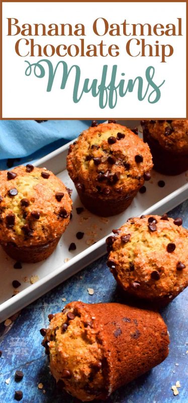 When you enjoy the delicious taste of Banana Oatmeal Chocolate Chip Muffins, you don't need to feel guilty about the chocolate, because you're eating fruit and oats too!#chocolate #chip #oatmeal #muffins