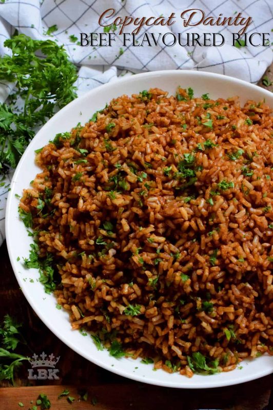A 1980s family pantry staple, this copycat version of the popular and familiar Dainty brand Beef Flavoured Rice will surely invoke all of your warm and fuzzy nostalgic feelings! #copycat #dainty #brand #can #rice #side #canned