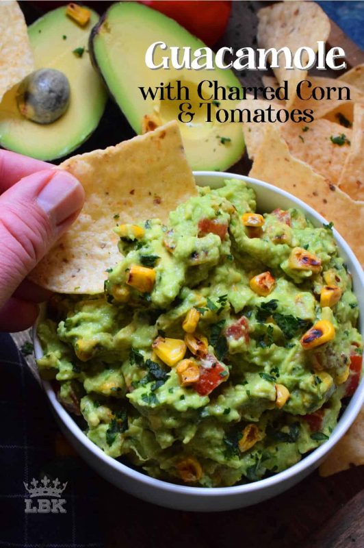 Everyone loves guacamole; it's all the rage! Plain is fine, but why settle for ordinary when you can make extraordinary Guacamole with Charred Corn and Tomatoes? Break out the chips, this dip is ready!#guacamole #charred #corn #tomatoes #guac #dip