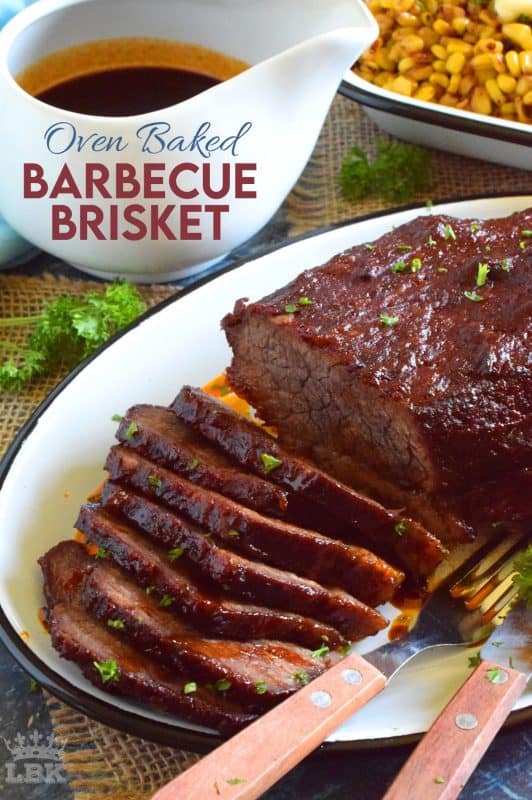 Perfectly seasoned with a homemade spice rub, and topped with your favourite sauce, Oven Baked Barbecue Brisket is the easiest and most rewarding way to prepare this cut of beef.#brisket #beef #oven #baked #bbq #barbecue