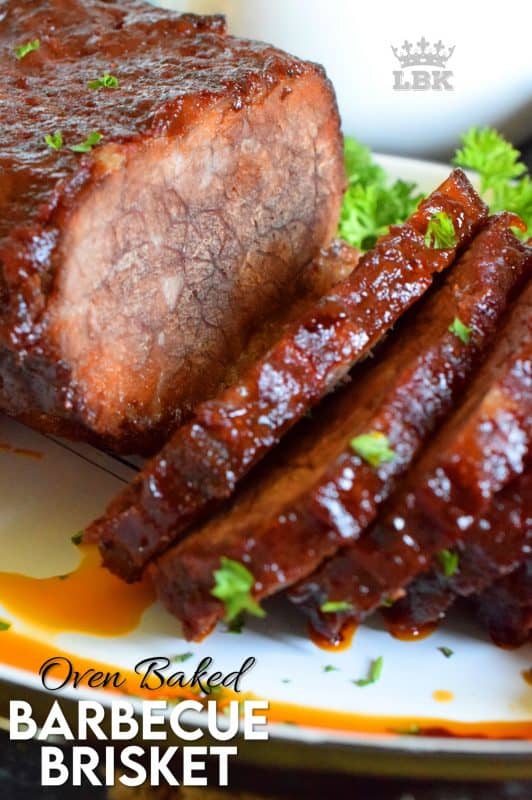 Perfectly seasoned with a homemade spice rub, and topped with your favourite sauce, Oven Baked Barbecue Brisket is the easiest and most rewarding way to prepare this cut of beef.#brisket #beef #oven #baked #bbq #barbecue
