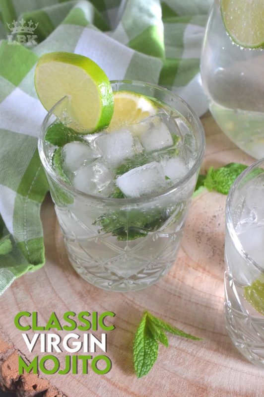 Packed with a strong mint flavour, this Classic Virgin Mojito is sure to keep you hydrated, cool, and refreshed all summer long!  Serve ice cold for best results! #classic #virgin #mojito #lime #lemon #nonalcoholic #summer #drinks