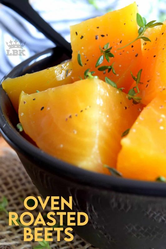 A fall dinner table needs to have beets, and these Easy Oven Roasted Beets are just the side dish you need to brighten up your Thanksgiving or Christmas family meal. Infused with fresh thyme, these beets add the perfect touch of sweetness to your dinner plate. #beets #oven #roasted