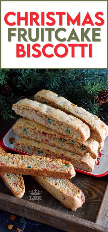Christmas Fruitcake Biscotti is the best of both worlds! There's that crunchiness we all love about biscotti, with the chewiness of all of that mixed candied fruit! #fruitcake #biscotti #cookies #christmas #holiday #baking