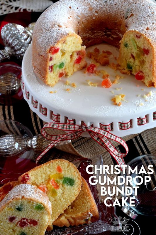 A cake for kids of all ages! Christmas Gumdrop Bundt Cake is moist and delicious and packed full of chewy candy - who wouldn't love that? #christmas #holiday #baking #cake #gumdrop #newfoundland #traditional