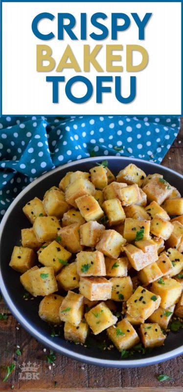 Tofu is all about texture and Crispy Baked Tofu doesn't fall short on that! Crispy on the outside with a crunchy coating, and perfectly moist on the inside with a little chewiness.  This tofu is meant for the hearty! #crispy #baked #tofu #extra #firm