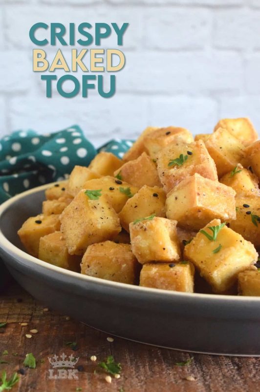 Tofu is all about texture and Crispy Baked Tofu doesn't fall short on that! Crispy on the outside with a crunchy coating, and perfectly moist on the inside with a little chewiness. This tofu is meant for the hearty! #crispy #baked #tofu #extra #firm
