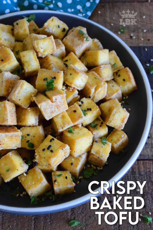 Tofu is all about texture and Crispy Baked Tofu doesn't fall short on that! Crispy on the outside with a crunchy coating, and perfectly moist on the inside with a little chewiness. This tofu is meant for the hearty! #crispy #baked #tofu #extra #firm