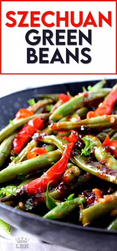 Green Beans aren't just for casseroles; jazz up your weeknight side dish with these fast and easy, Hot and Spicy Szechuan Green Beans! Control the heat with more or less chilies to suit your personal tastes! #szechuan #greenbeans #spicy #vegetarian #sidedish