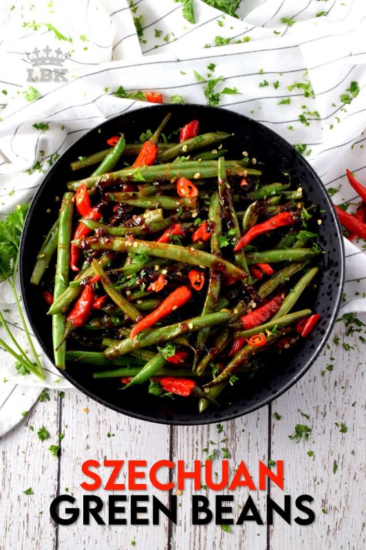 Green Beans aren't just for casseroles; jazz up your weeknight side dish with these fast and easy, Hot and Spicy Szechuan Green Beans! Control the heat with more or less chilies to suit your personal tastes! #szechuan #greenbeans #spicy #vegetarian #sidedish