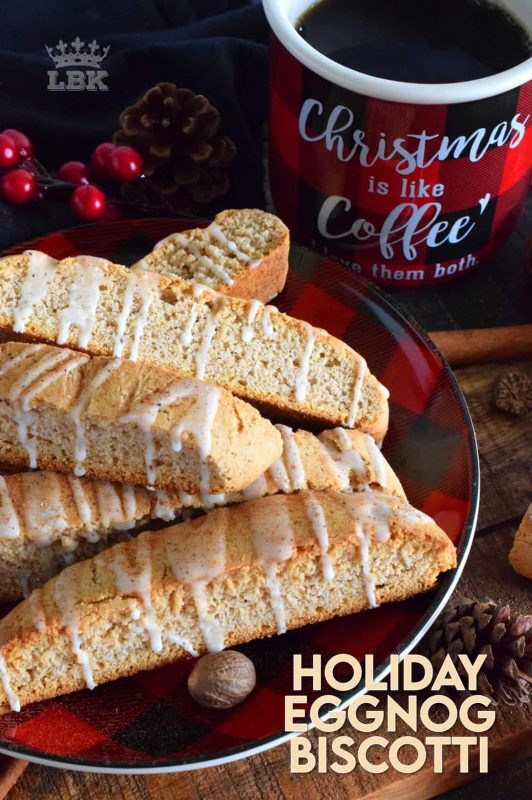 Prepared with eggnog and whiskey, Holiday Eggnog Biscotti is a cookie confection that's all grown up! Perfectly crunchy, delightfully balanced, and terribly tempting; this is the ultimate biscotti! #biscotti #eggnog #christmas #holiday #baking