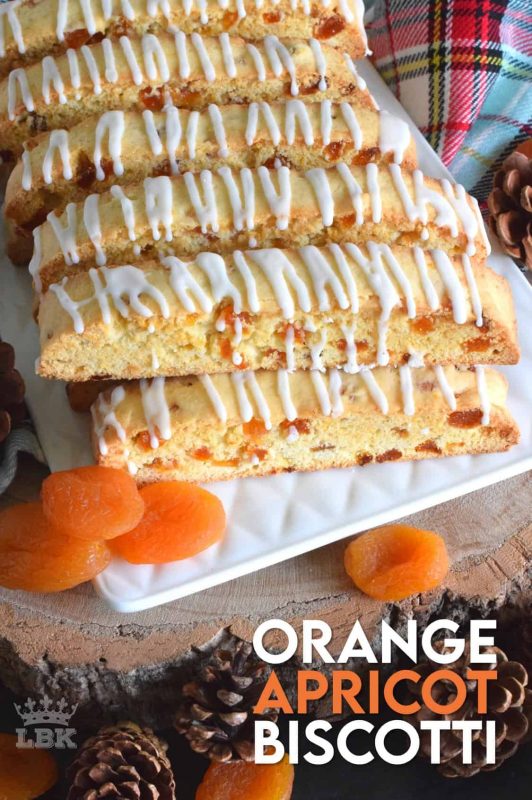 Like little orange jewels, dried apricots have such a distinct flavour; they add a little chewiness to the crisp Orange Apricot Biscotti. And, they very pretty too! #biscotti #cookies #almond #apricot #christmas #holiday #baking