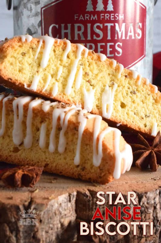 If you love the taste of licorice, you'll love Star Anise Biscotti! Light and crispy, and beautifully glazed with simple icing; these pair so well with a latte and make a perfect afternoon treat! #star #anise #licorice #biscotti #christmas #holiday #baking #glazed