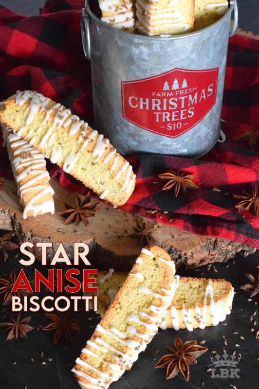 If you love the taste of licorice, you'll love Star Anise Biscotti! Light and crispy, and beautifully glazed with simple icing; these pair so well with a latte and make a perfect afternoon treat! #star #anise #licorice #biscotti #christmas #holiday #baking #glazed