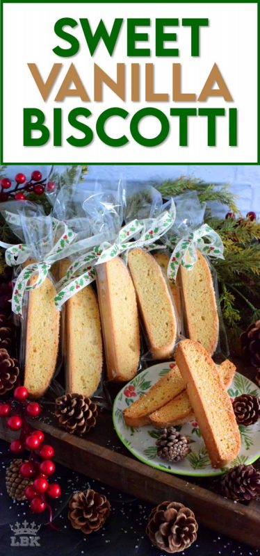 Nothing can beat a classic, and Sweet Vanilla Biscotti is the epitome of classic! Serve this cookie with a piping hot latte; just perfect for dunking on a cold, wintery afternoon! #vanilla #biscotti #christmas #holiday #baking #cookies