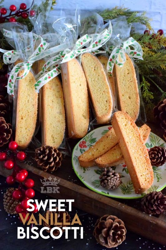 Nothing can beat a classic, and Sweet Vanilla Biscotti is the epitome of classic! Serve this cookie with a piping hot latte; just perfect for dunking on a cold, wintery afternoon! #vanilla #biscotti #christmas #holiday #baking #cookies