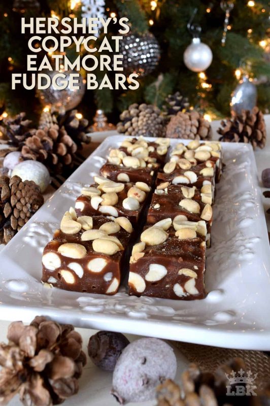 The candy bar of yesteryear comes back to life in this make-at-home copycat version. Eat More Fudge Bars will satisfy all of your sweet tooth cravings and then some! #eatmore #fudge #christmas #holiday #nobake