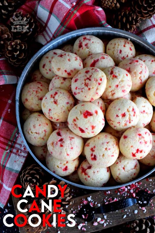 Soft and fluffy, light and moist, Candy Cane Cookies are for the serious candy cane lover, complete with real crushed candy canes! #cookies #candycanes #candy #canes #holiday #christmas #baking