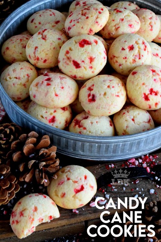 Soft and fluffy, light and moist, Candy Cane Cookies are for the serious candy cane lover, complete with real crushed candy canes! #cookies #candycanes #candy #canes #holiday #christmas #baking