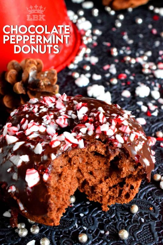 Chocolate and peppermint is a match made in Christmas heaven, which is why these Chocolate Peppermint Donuts are the heavenliest of all donuts! #donuts #homemade #christmas #holiday #baking