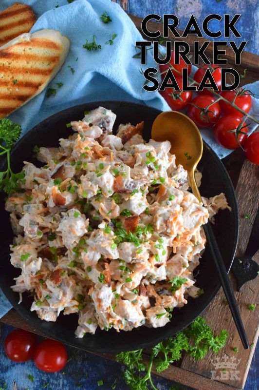 Piled high on a sandwich, or scooped up with your favourite snacking crackers, this is a recipe you won't be able to get enough of! This salad is called Crack Turkey Salad for a reason! #leftoverturkey #turkey #turkeysalad #cracksalad #crack