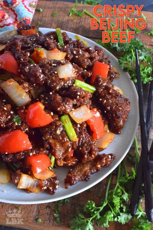 Tender strips of beef, which has been fried until crispy, and then tossed in a sweet, spicy sauce, is what Crispy Beijing Beef is all about! Prepared with onions and peppers, serve with sticky rice for a complete meal! #crispy #friedbeef #beijingbeef #asianbeef #chinesefood #homemadechinesefood #beef