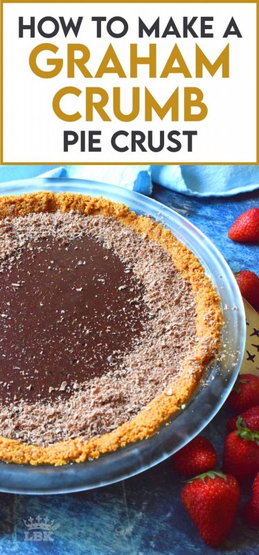 Sure, you can buy these pre-made, but they're never as good as homemade! Also, I have a secret ingredient that will make your Graham Crumb Pie Crust so much better than store-bought. Read on to learn how! #grahamcrumbs #grahamcrumbpiecrust #piecrust #pieshell #grahamwaftercrumbs #howtomake #diy